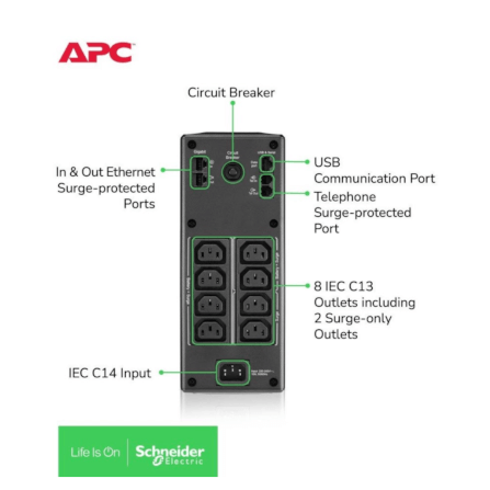 เครื่องสำรองไฟฟ้า APC 1600VA 960 วัตต์ รุ่น BR1600MI-3Y EASY UPS 8 ช่อง ป้องกัน ไฟตก ไฟเกิน_4